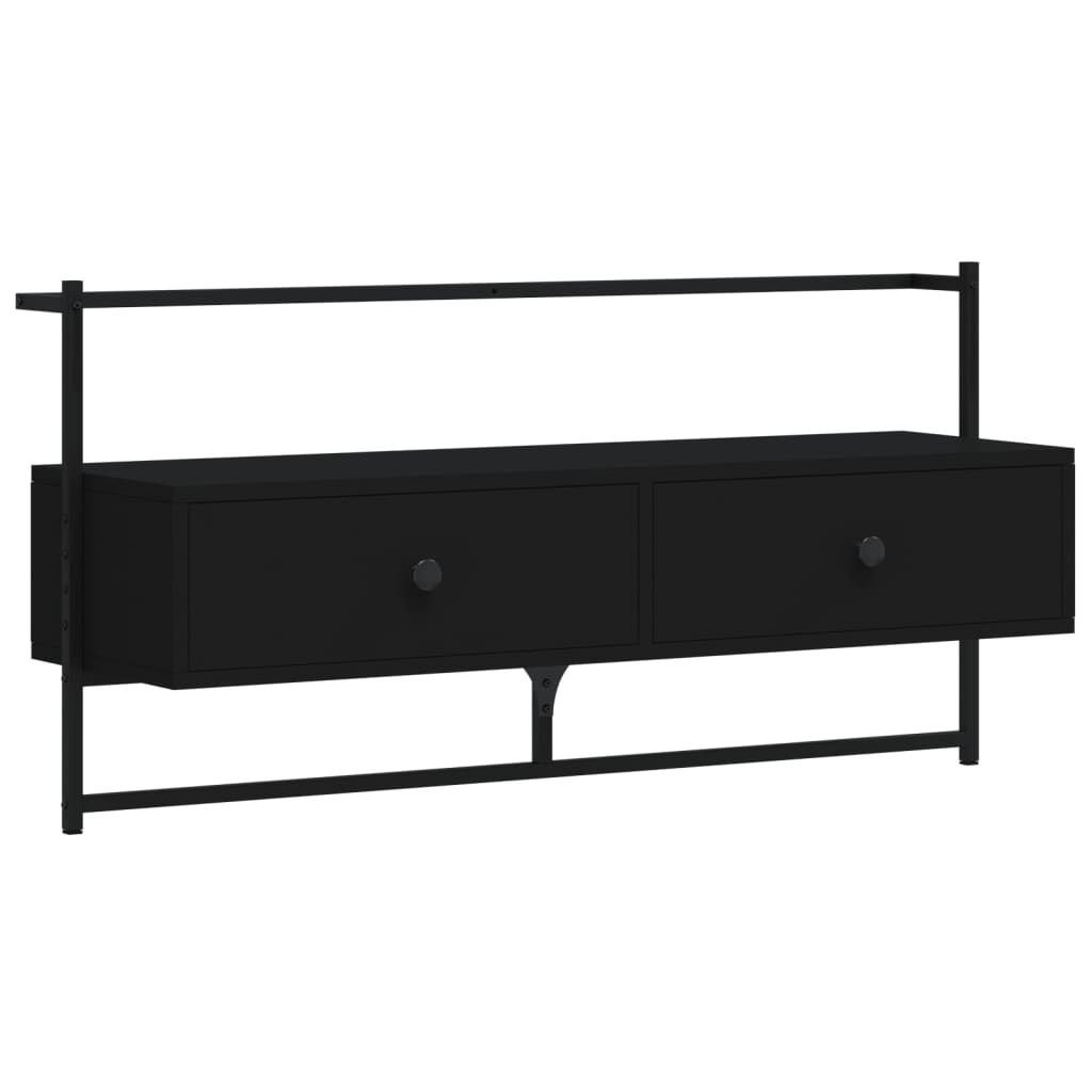 TV-Wandschrank Schwarz 100,5x30x51 cm Holzwerkstoff