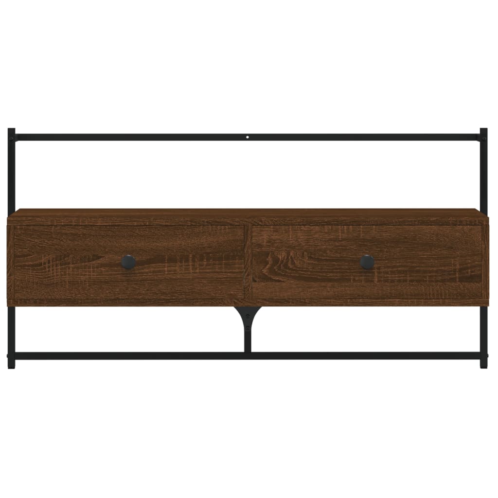 Meuble TV mural chêne marron 100,5x30x51 cm matériau bois