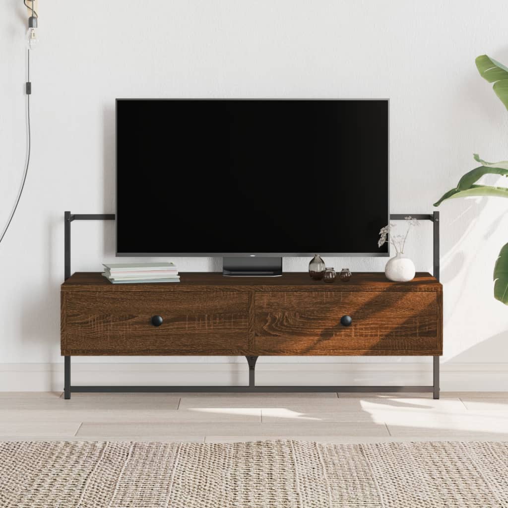 Meuble TV mural chêne marron 100,5x30x51 cm matériau bois