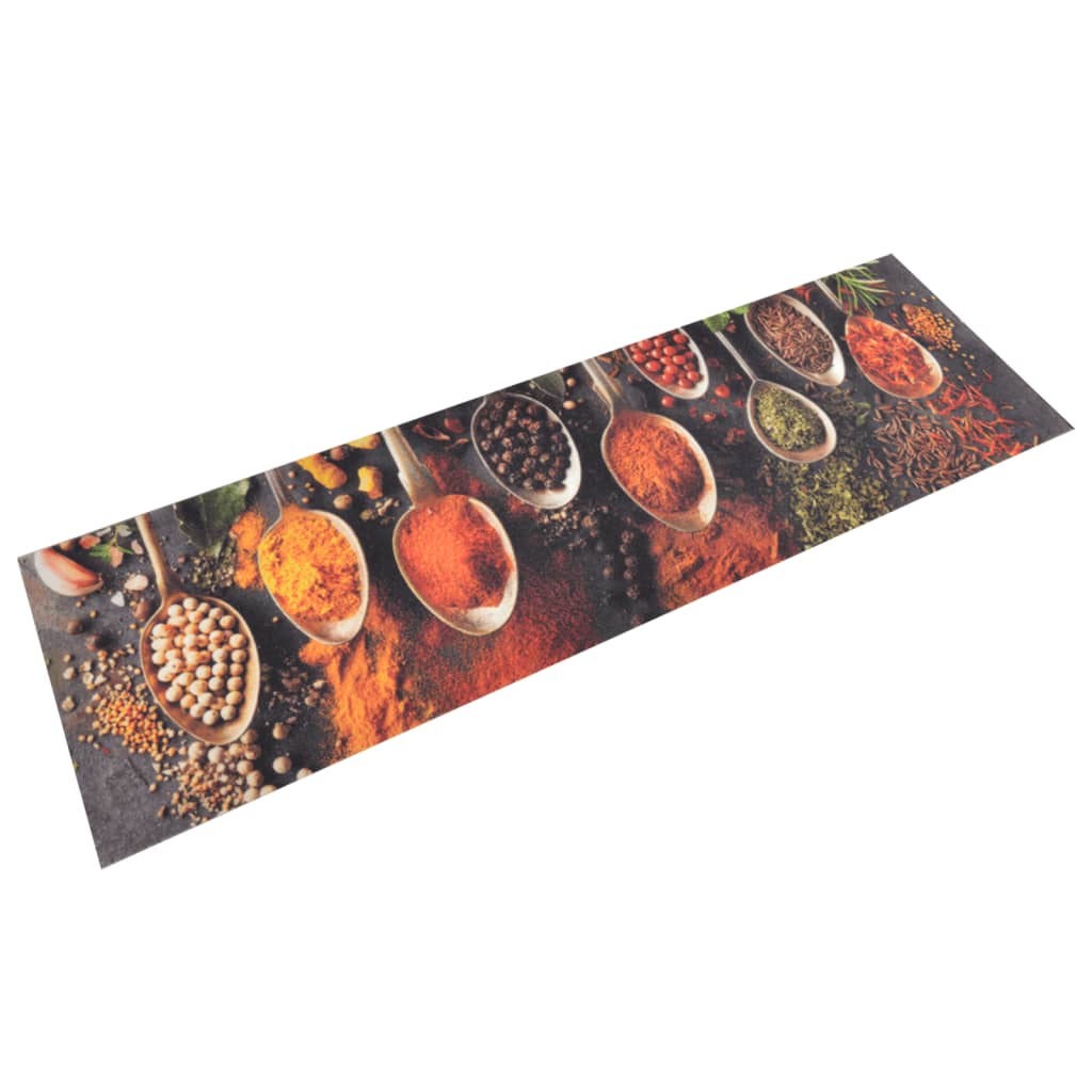 Tapis de cuisine lavable cuillères et épices 45x150 cm velours