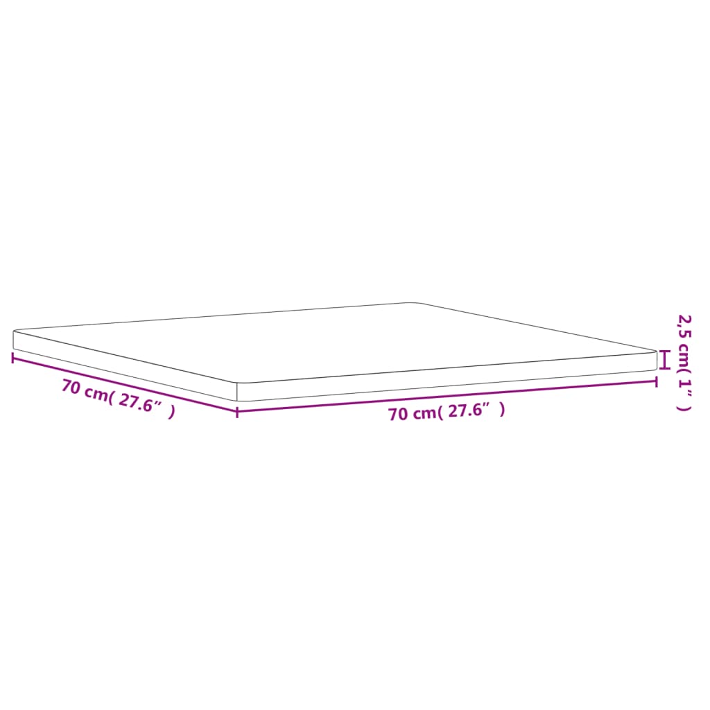 Tischplatte 70x70x2,5 cm Quadratisch Massivholz Buche