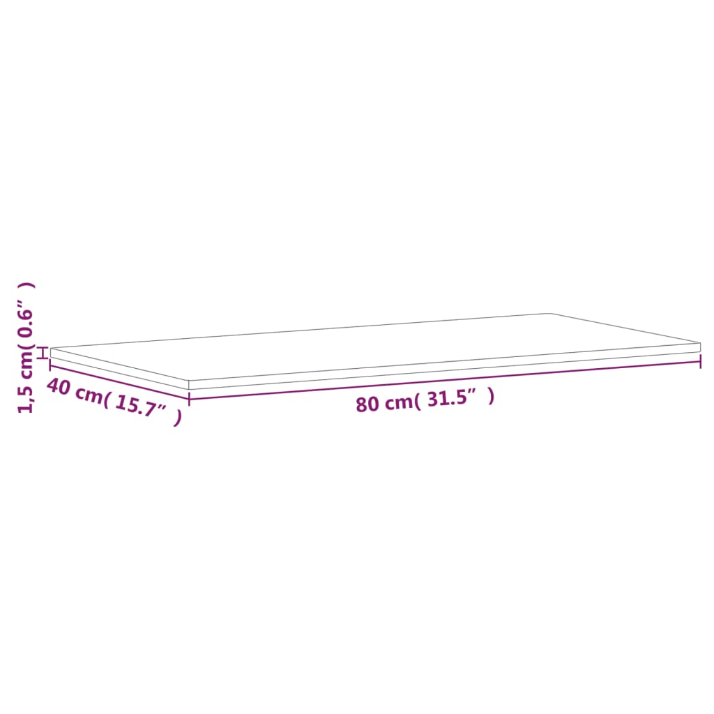 Plan vasque 80x40x1,5 cm en hêtre massif