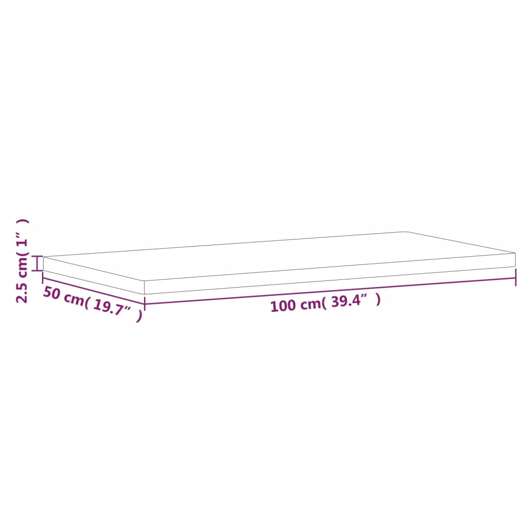 Plan vasque 100x50x2,5 cm en hêtre massif