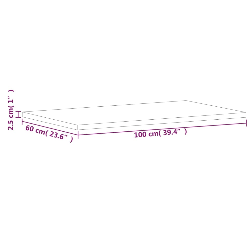 Waschtischplatte 100x60x2,5 cm Massivholz Buche
