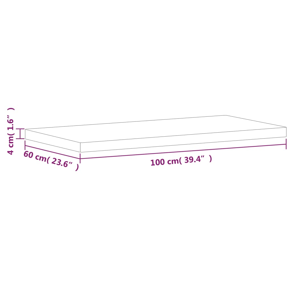 Plan vasque 100x60x4 cm en hêtre massif