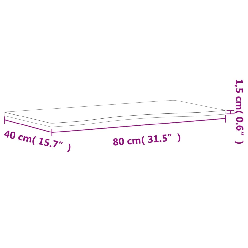 Schreibtischplatte 80x(36-40)x1,5 cm Massivholz Buche
