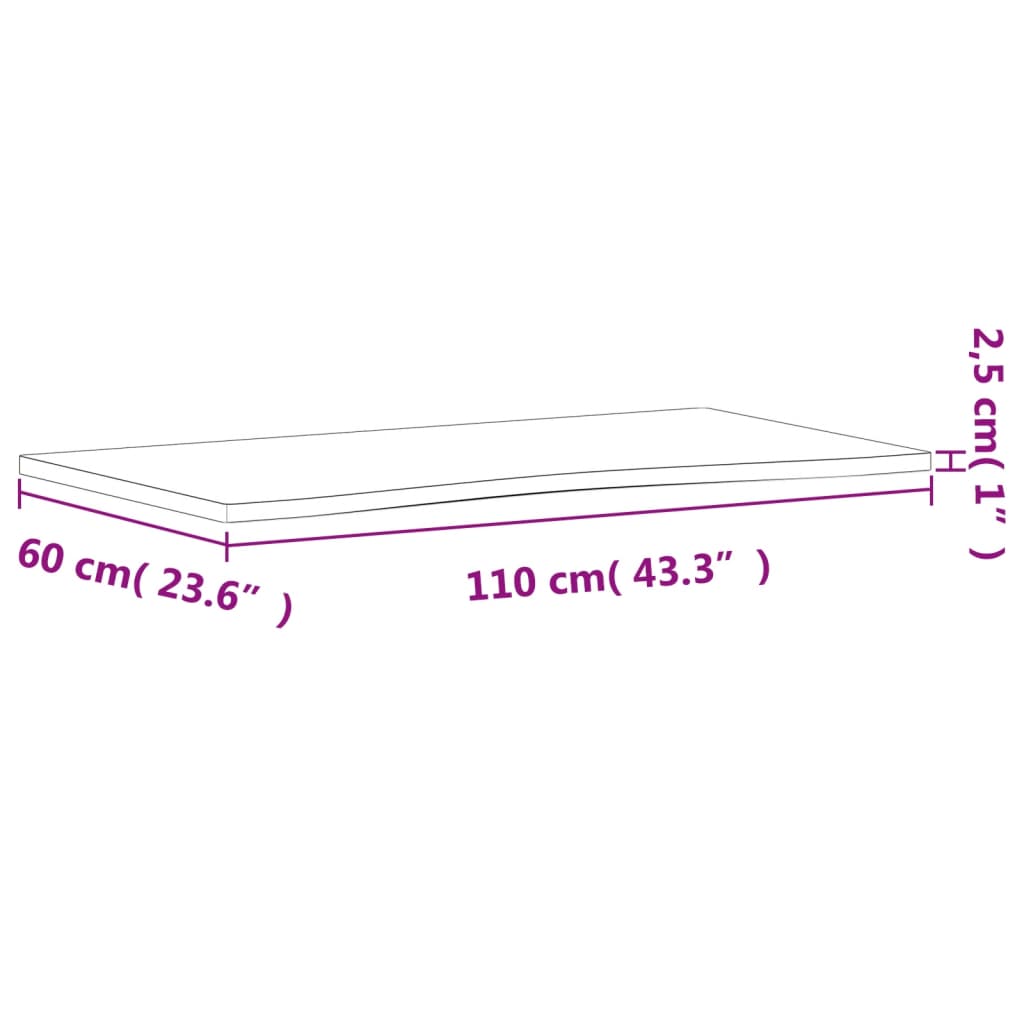 Plateau de bureau 110x(55-60)x2,5 cm en hêtre massif