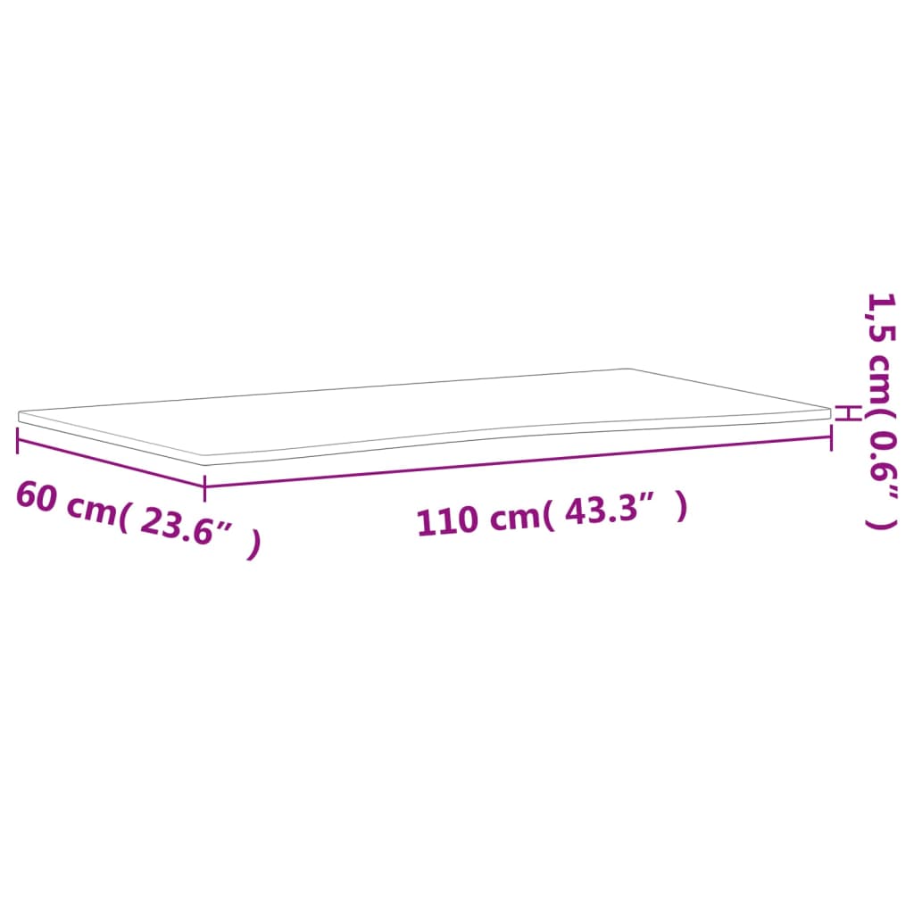 Plateau de bureau 110x(55-60)x1,5 cm en hêtre massif