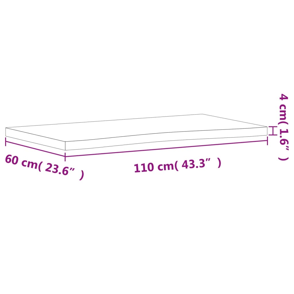 Schreibtischplatte 110x(55-60)x4 cm Massivholz Buche