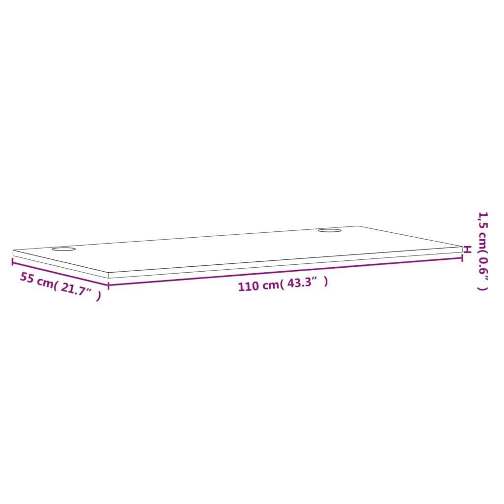 Schreibtischplatte 110x55x1,5 cm Massivholz Buche