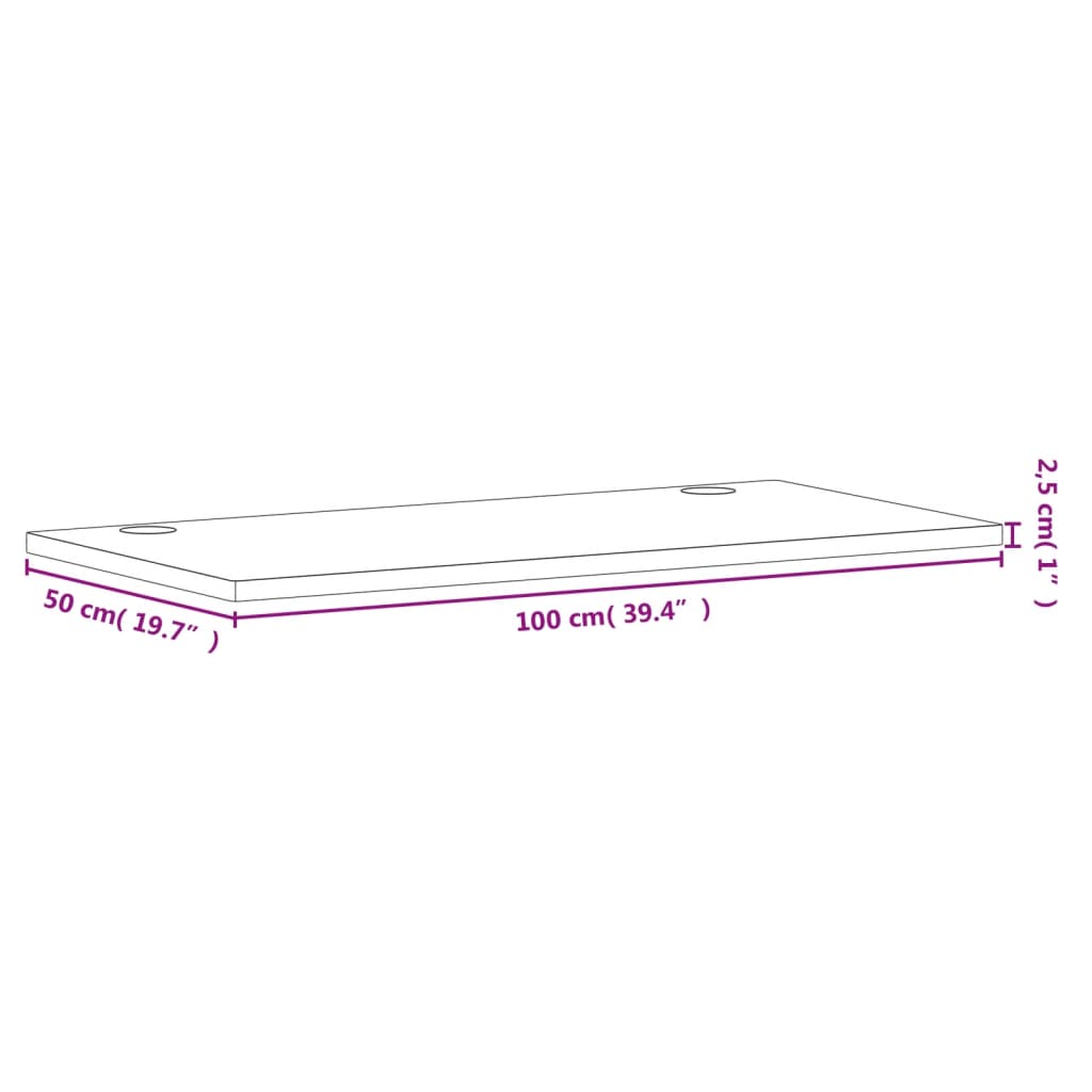 Plateau de bureau 100x50x2,5 cm en hêtre massif