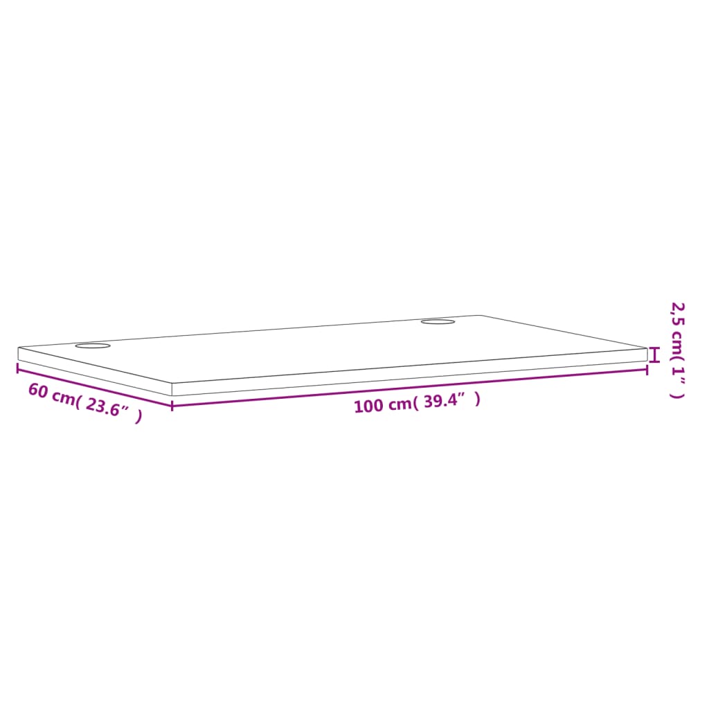 Schreibtischplatte 100x60x2,5 cm Massivholz Buche