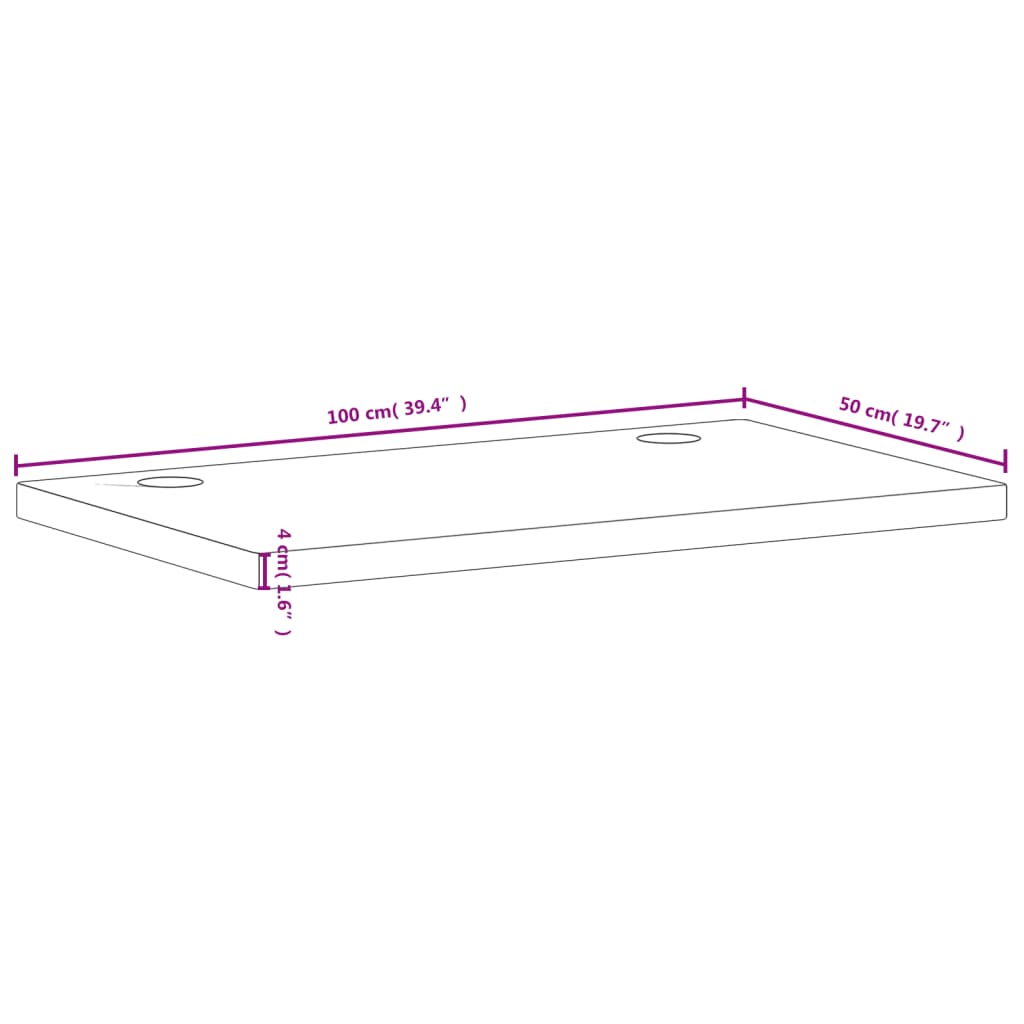 Plateau de bureau 100x50x4 cm en hêtre massif