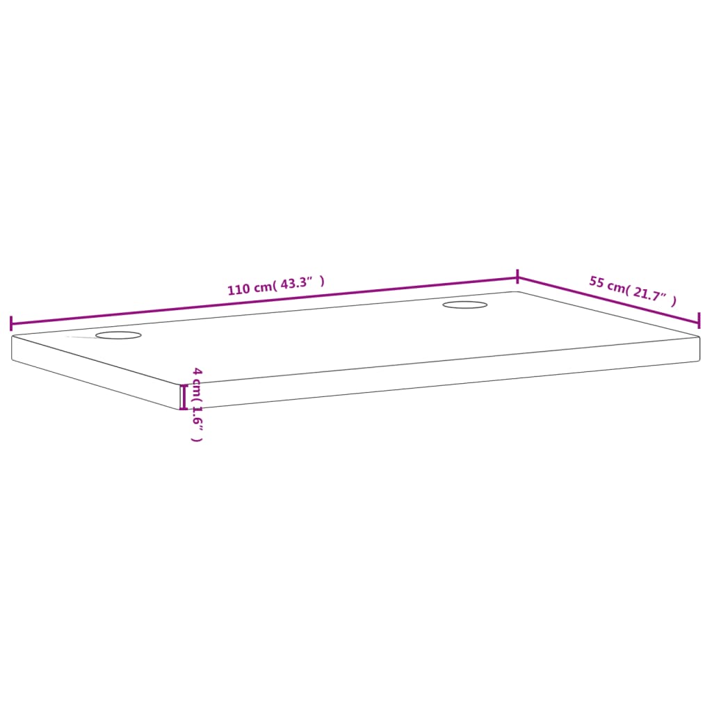 Plateau de bureau 110x55x4 cm en hêtre massif