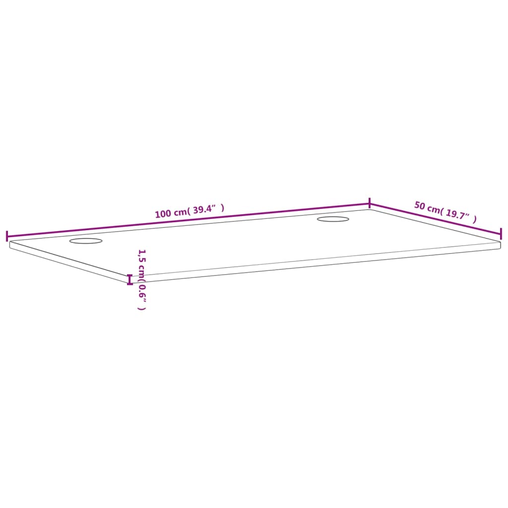 Plateau de bureau 100x50x1,5 cm en hêtre massif