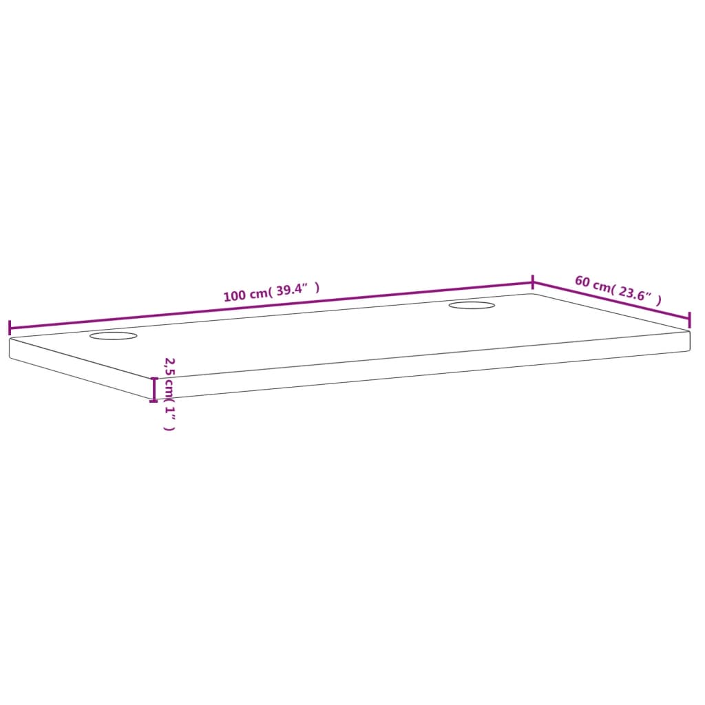 Plateau de bureau 100x60x2,5 cm en hêtre massif