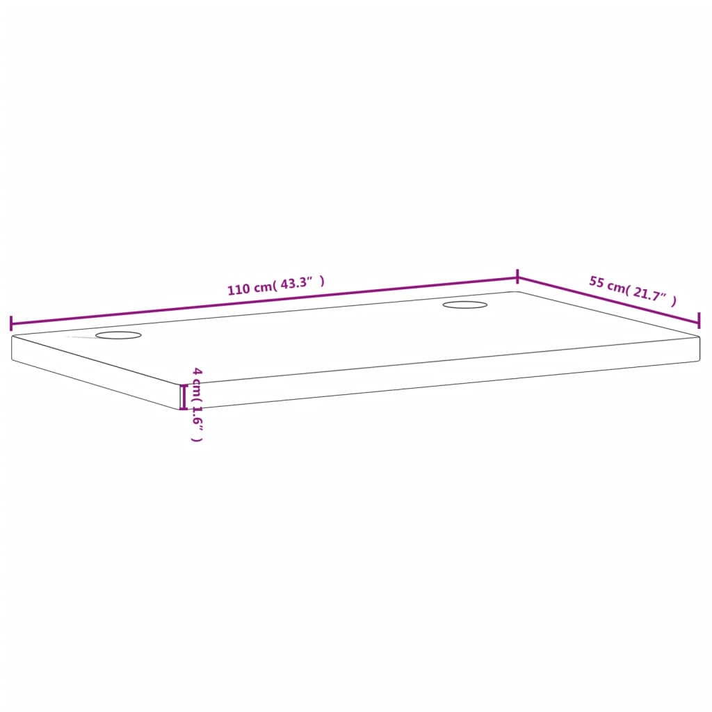 Plateau de bureau 110x55x4 cm en hêtre massif