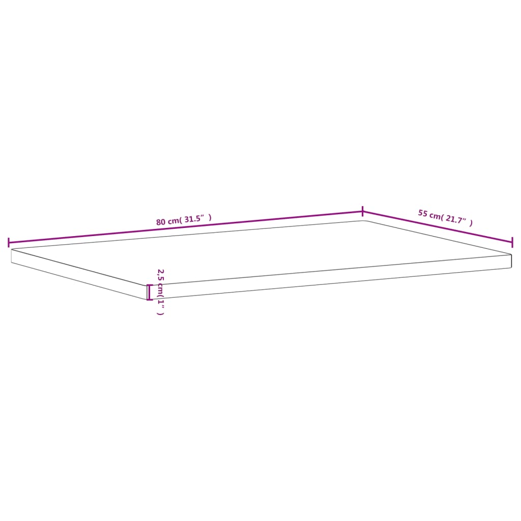 Plateau de bureau 80x55x2,5 cm en hêtre massif