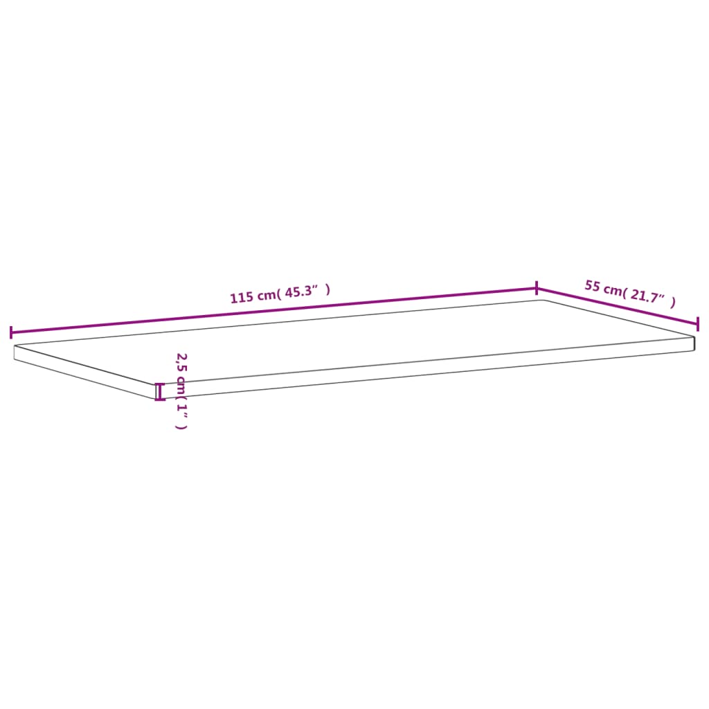 Plateau de bureau 115x55x2,5 cm en pin massif