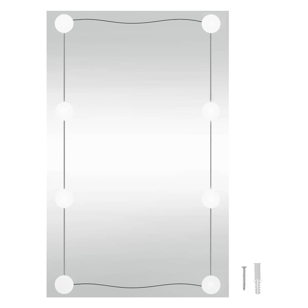 Wandspiegel mit LED-Leuchten 40x60 cm Glas Rechteckig