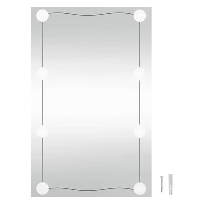 Wandspiegel mit LED-Leuchten 40x60 cm Glas Rechteckig