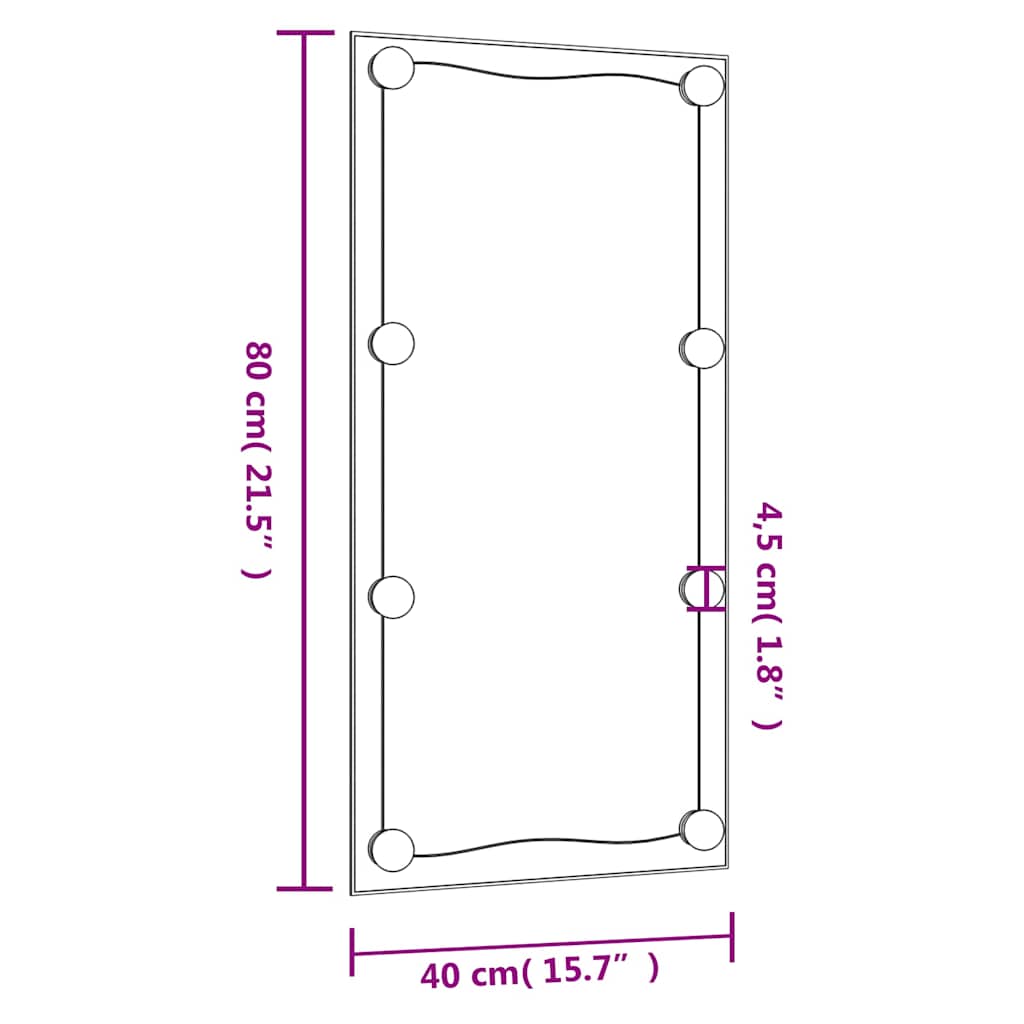 Wandspiegel mit LED-Leuchten 40x80 cm Glas Rechteckig