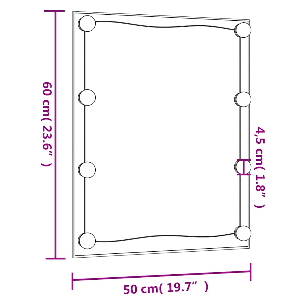 Wandspiegel mit LED-Leuchten 50x60 cm Glas Rechteckig