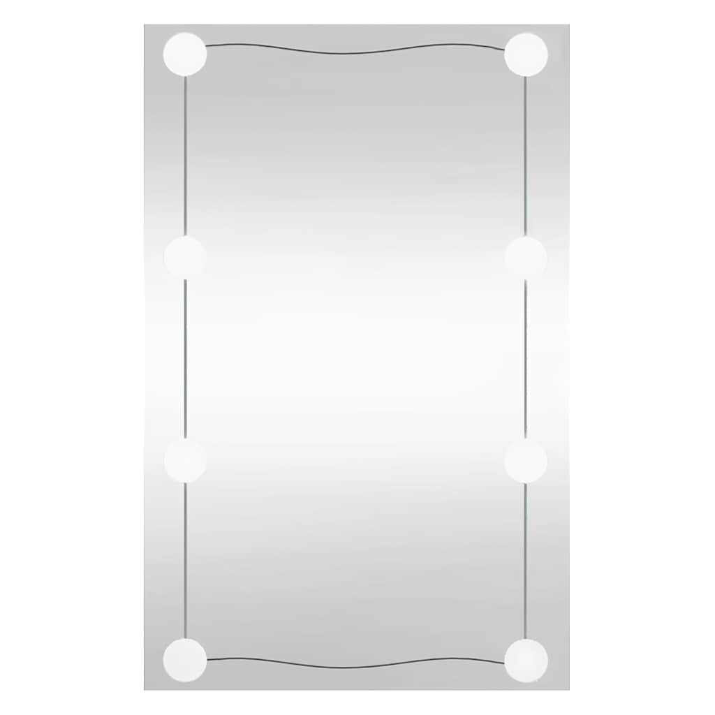 Wandspiegel mit LED-Leuchten 50x80 cm Glas Rechteckig