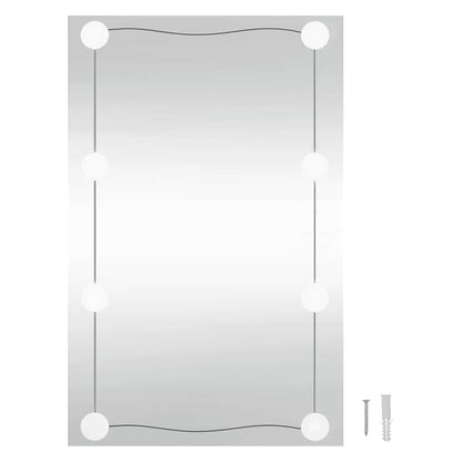 Wandspiegel mit LED-Leuchten 50x80 cm Glas Rechteckig
