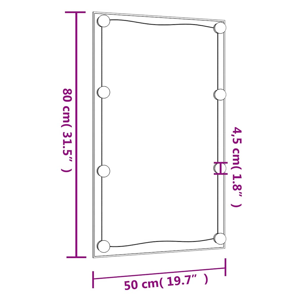 Wandspiegel mit LED-Leuchten 50x80 cm Glas Rechteckig