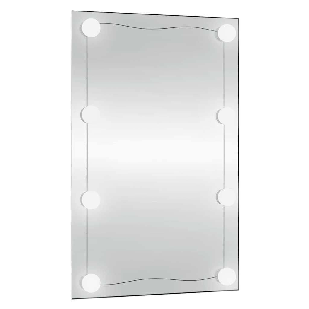 Wandspiegel mit LED-Leuchten 50x80 cm Glas Rechteckig