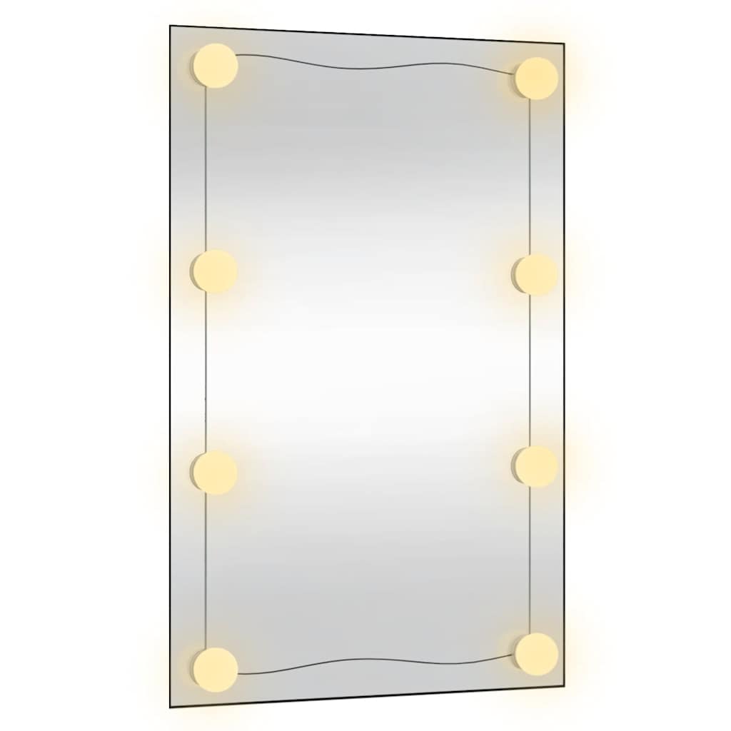 Wandspiegel mit LED-Leuchten 50x80 cm Glas Rechteckig