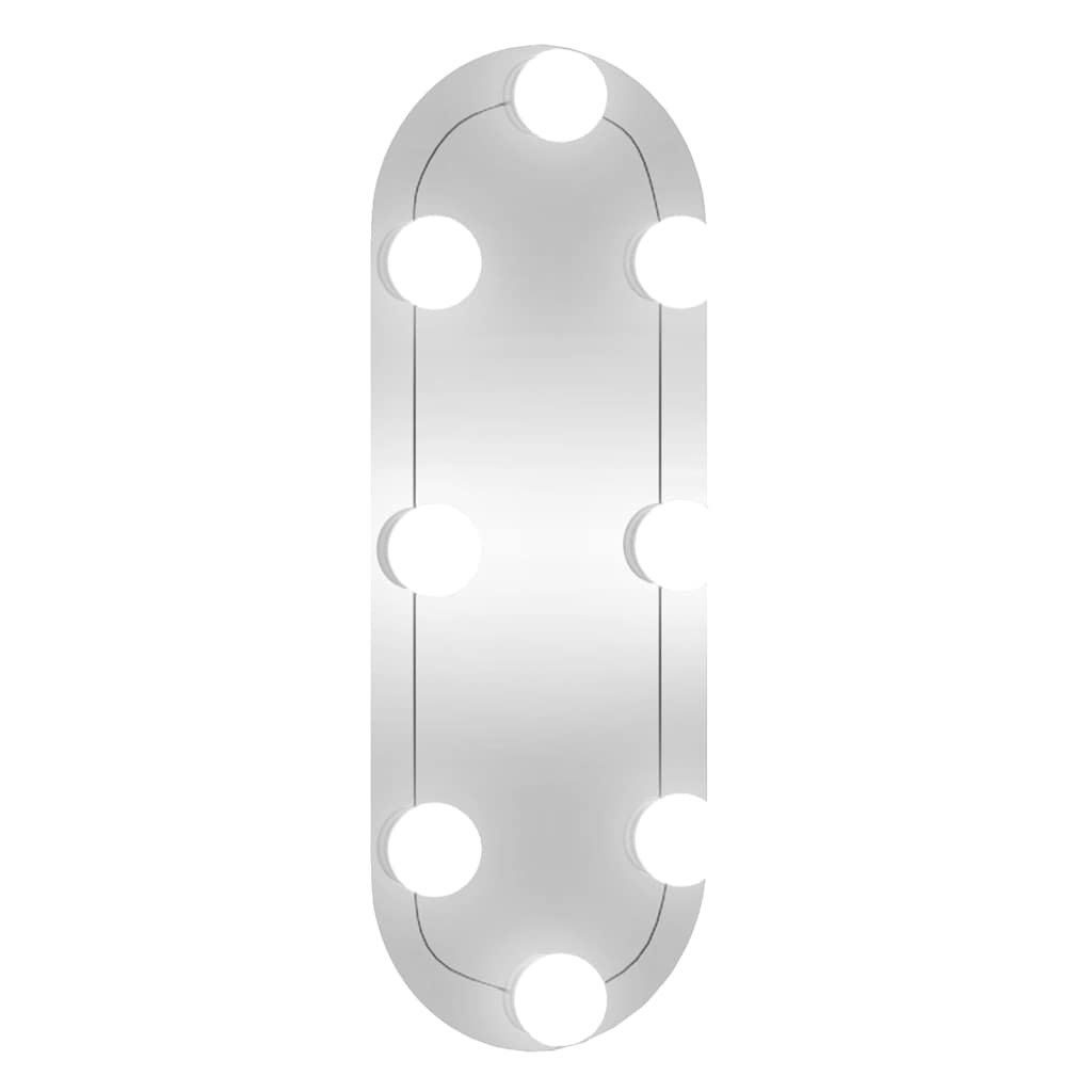 Wandspiegel mit LED-Leuchten 15x40 cm Glas Oval