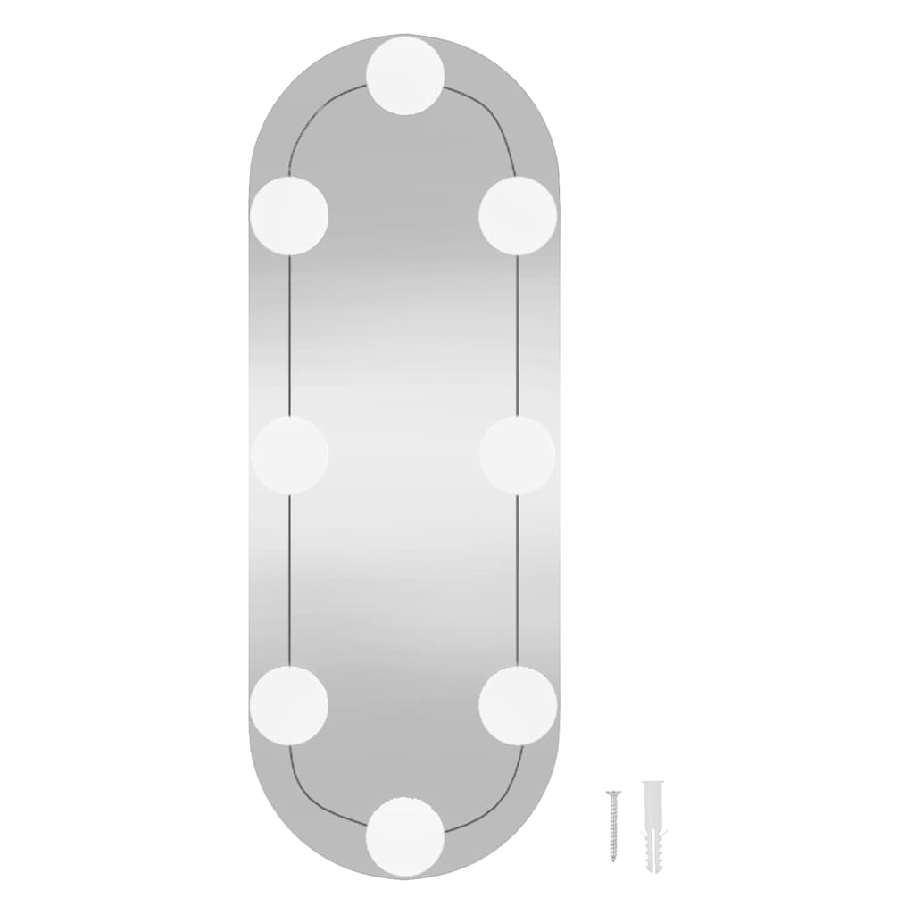 Wandspiegel mit LED-Leuchten 15x40 cm Glas Oval