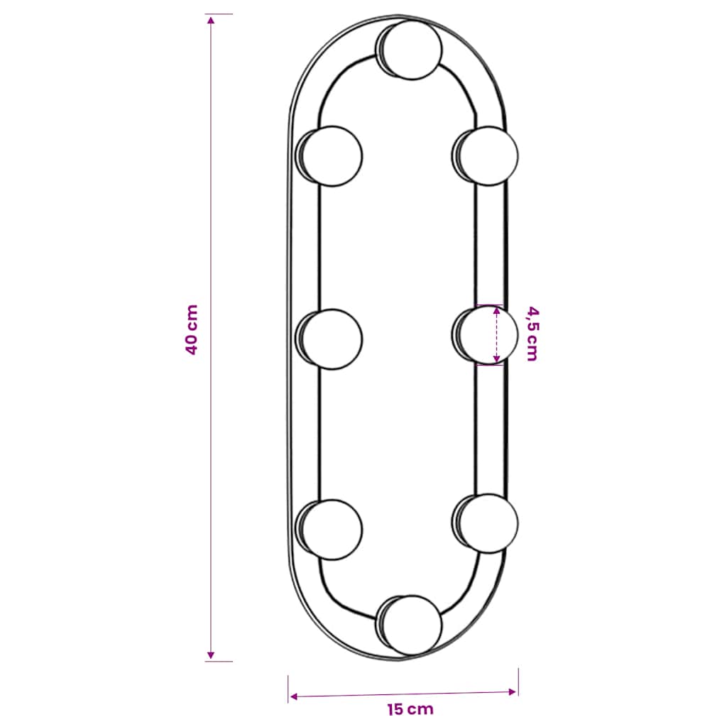 Wandspiegel mit LED-Leuchten 15x40 cm Glas Oval