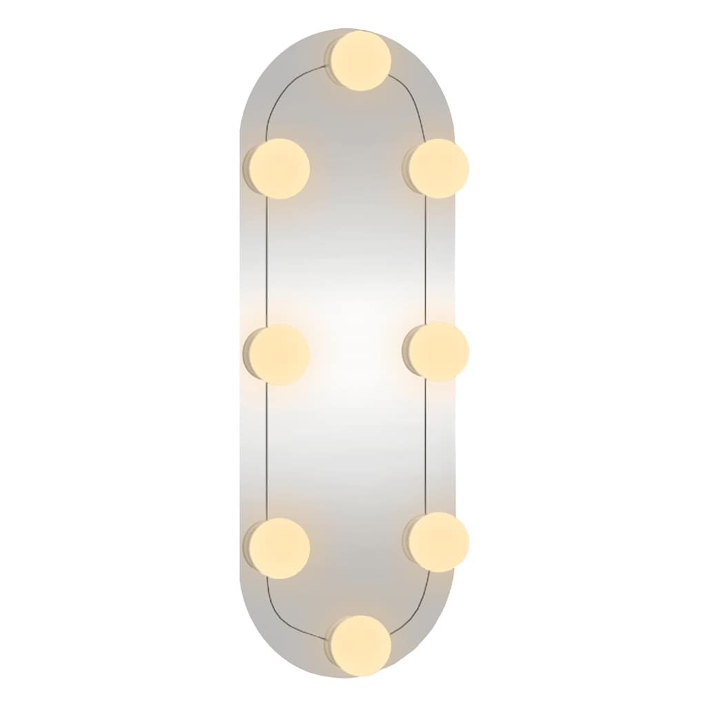 Wandspiegel mit LED-Leuchten 15x40 cm Glas Oval
