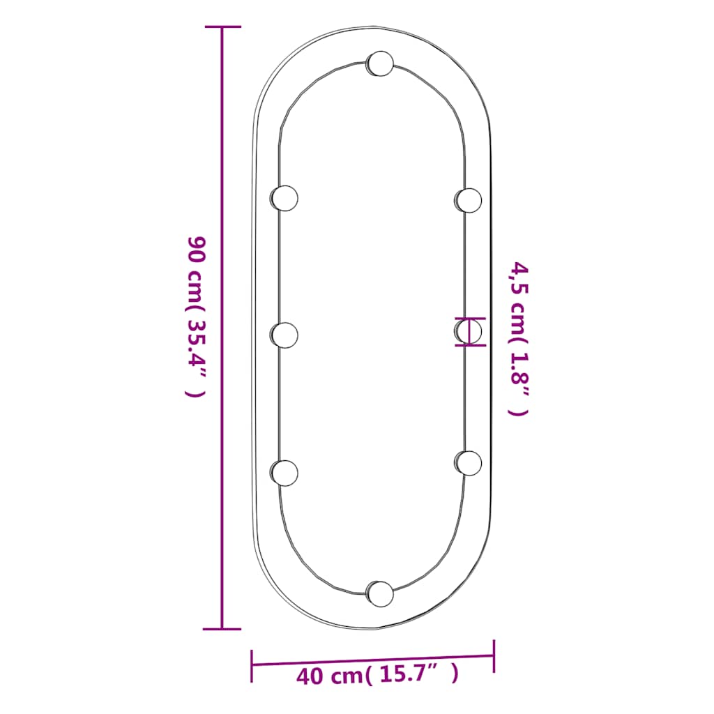 Wandspiegel mit LED-Leuchten 40x90 cm Glas Oval