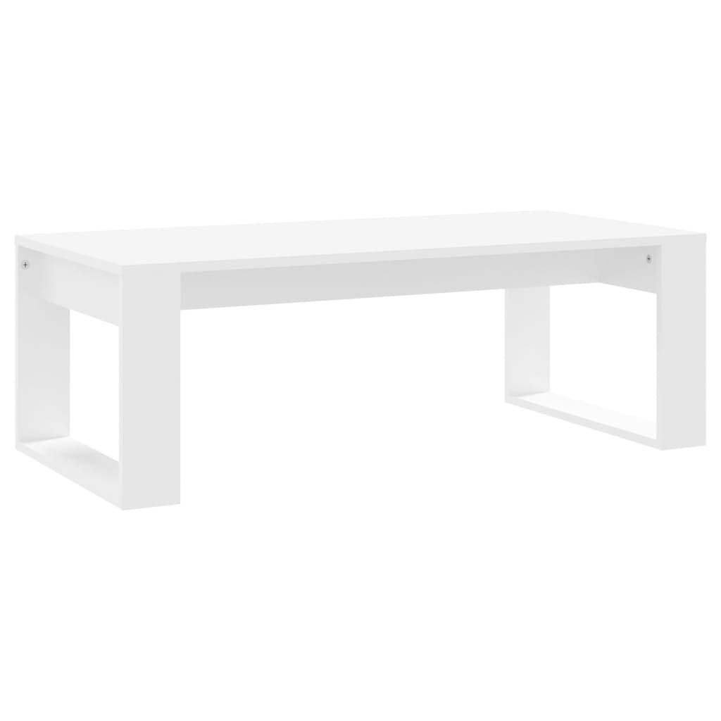 Table basse blanche 102x50x35 cm en bois