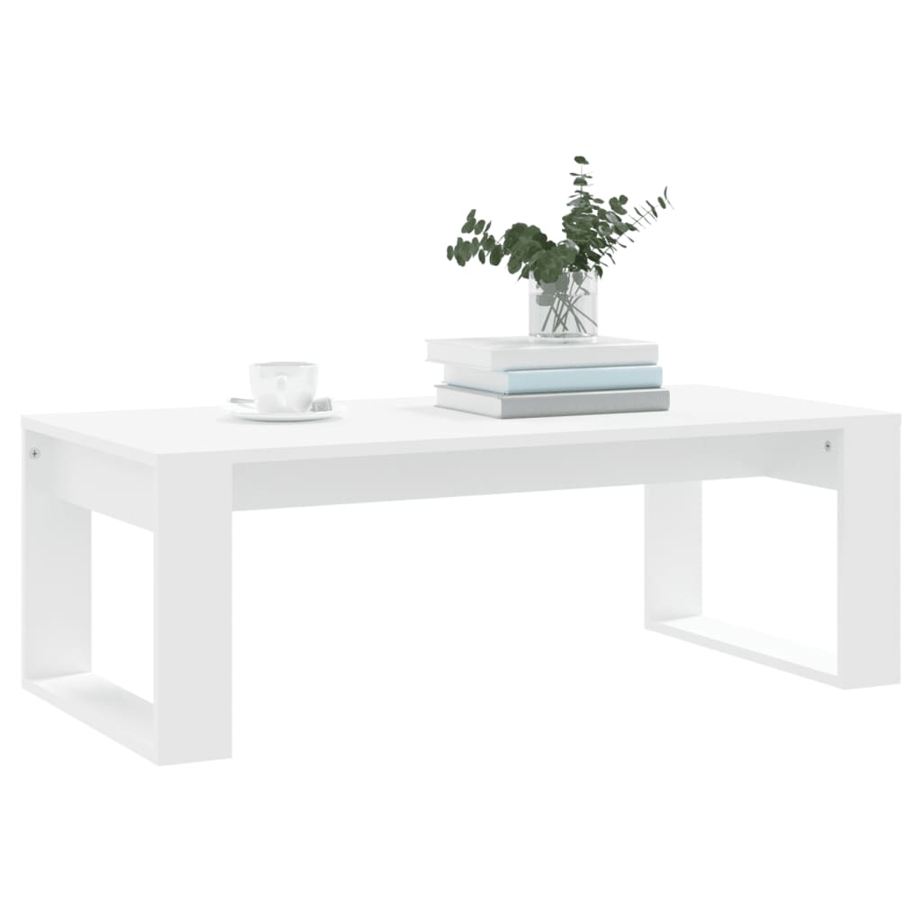 Table basse blanche 102x50x35 cm en bois
