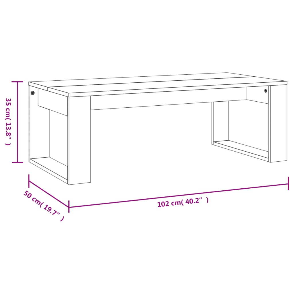 Table basse blanche 102x50x35 cm en bois