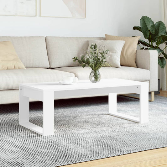 Table basse blanche 102x50x35 cm en bois