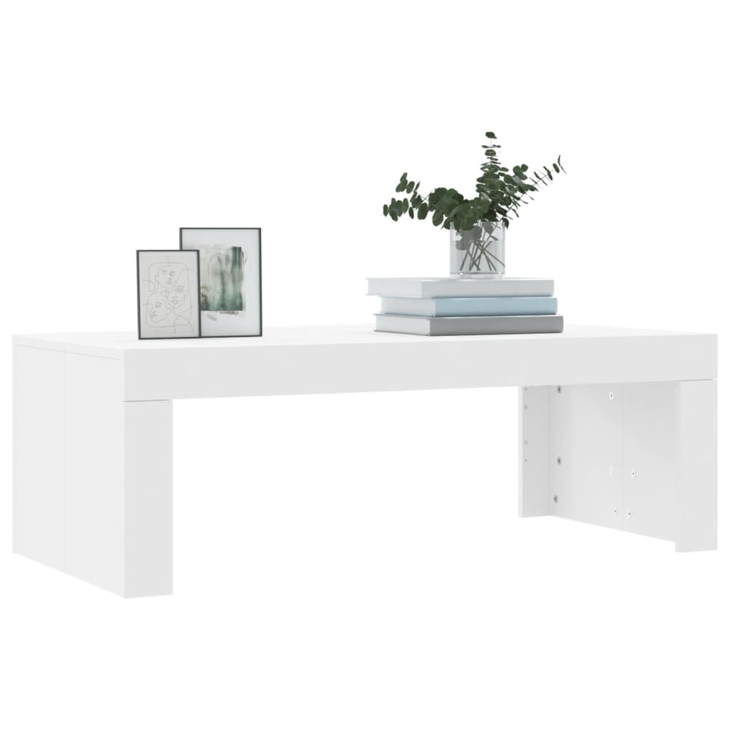Table basse blanche 102x50x36 cm en bois