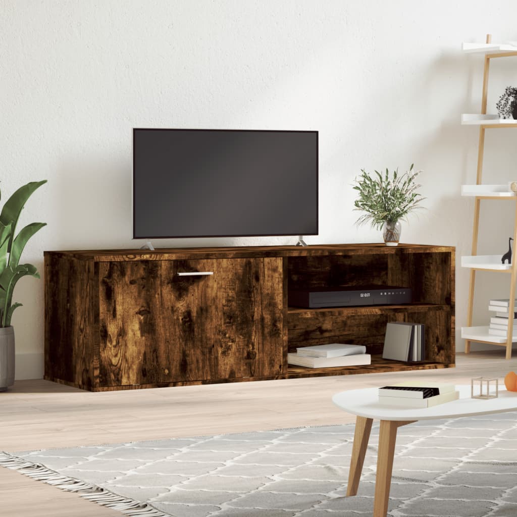 Meuble TV chêne fumé 120x34x37 cm matériau bois