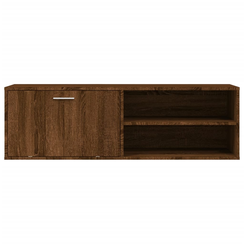 Meuble TV aspect chêne marron 120x34x37 cm matériau bois