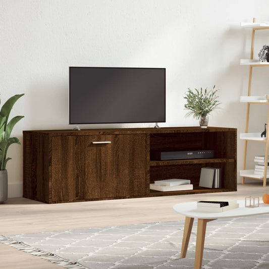 Meuble TV aspect chêne marron 120x34x37 cm matériau bois