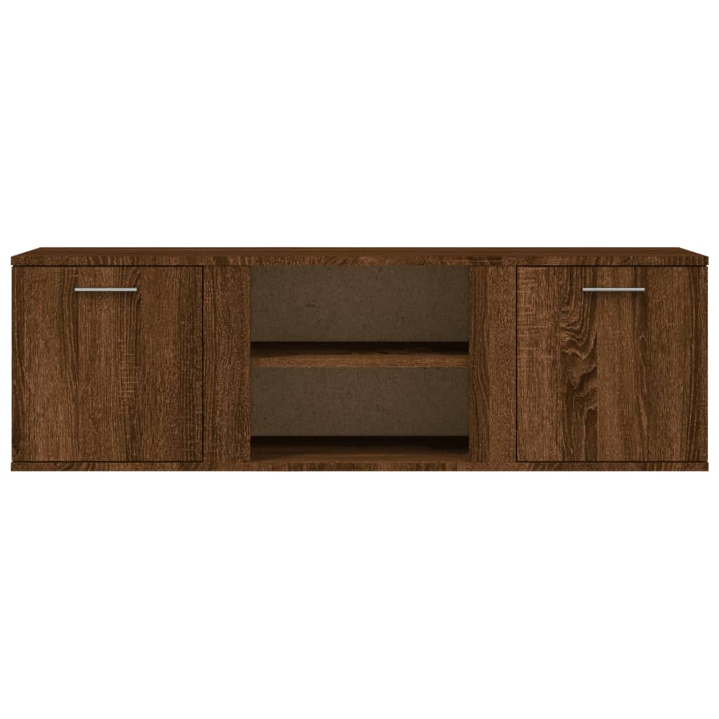 Meuble TV aspect chêne marron 120x34x37 cm matériau bois