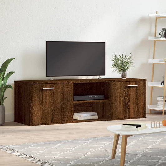 Meuble TV aspect chêne marron 120x34x37 cm matériau bois