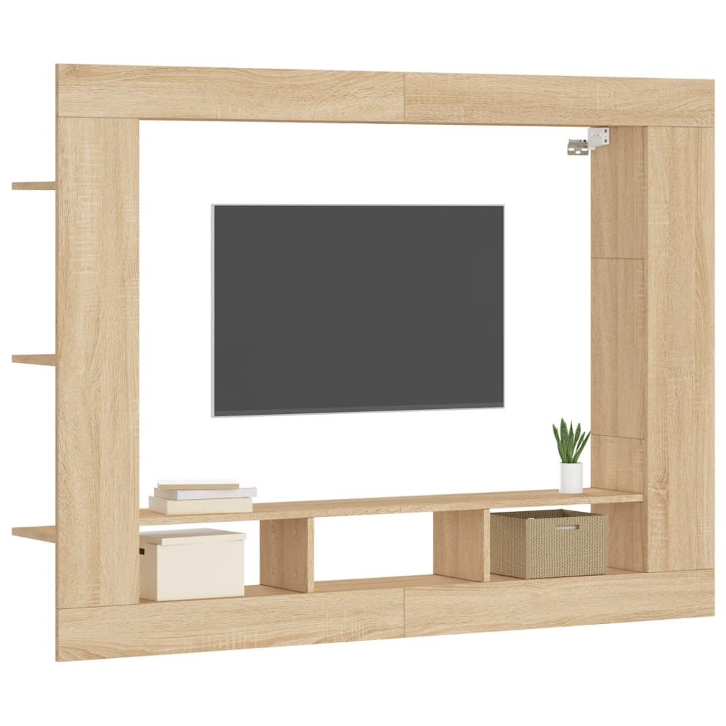 Meuble TV chêne Sonoma 152x22x113 cm matériau bois