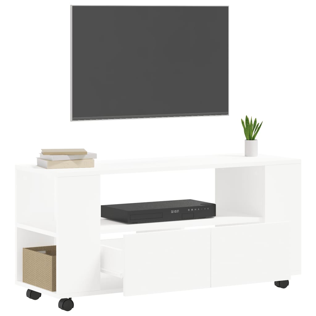 Meuble TV blanc 102x34,5x43 cm en bois