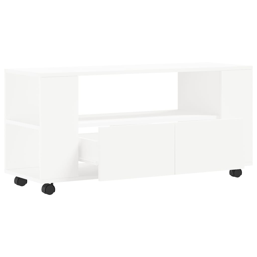 Meuble TV blanc 102x34,5x43 cm en bois